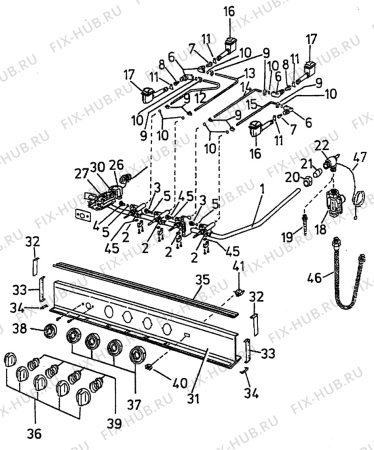 Взрыв-схема плиты (духовки) Electrolux CF861G-S1 - Схема узла H10 Control Panel